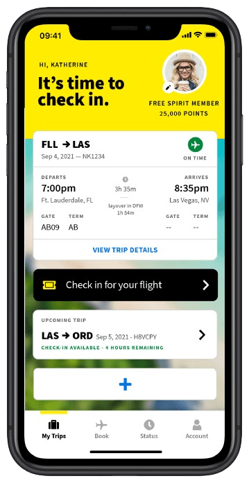 Spirit Airlines mobile app