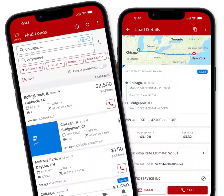 Truckstop load details with map view